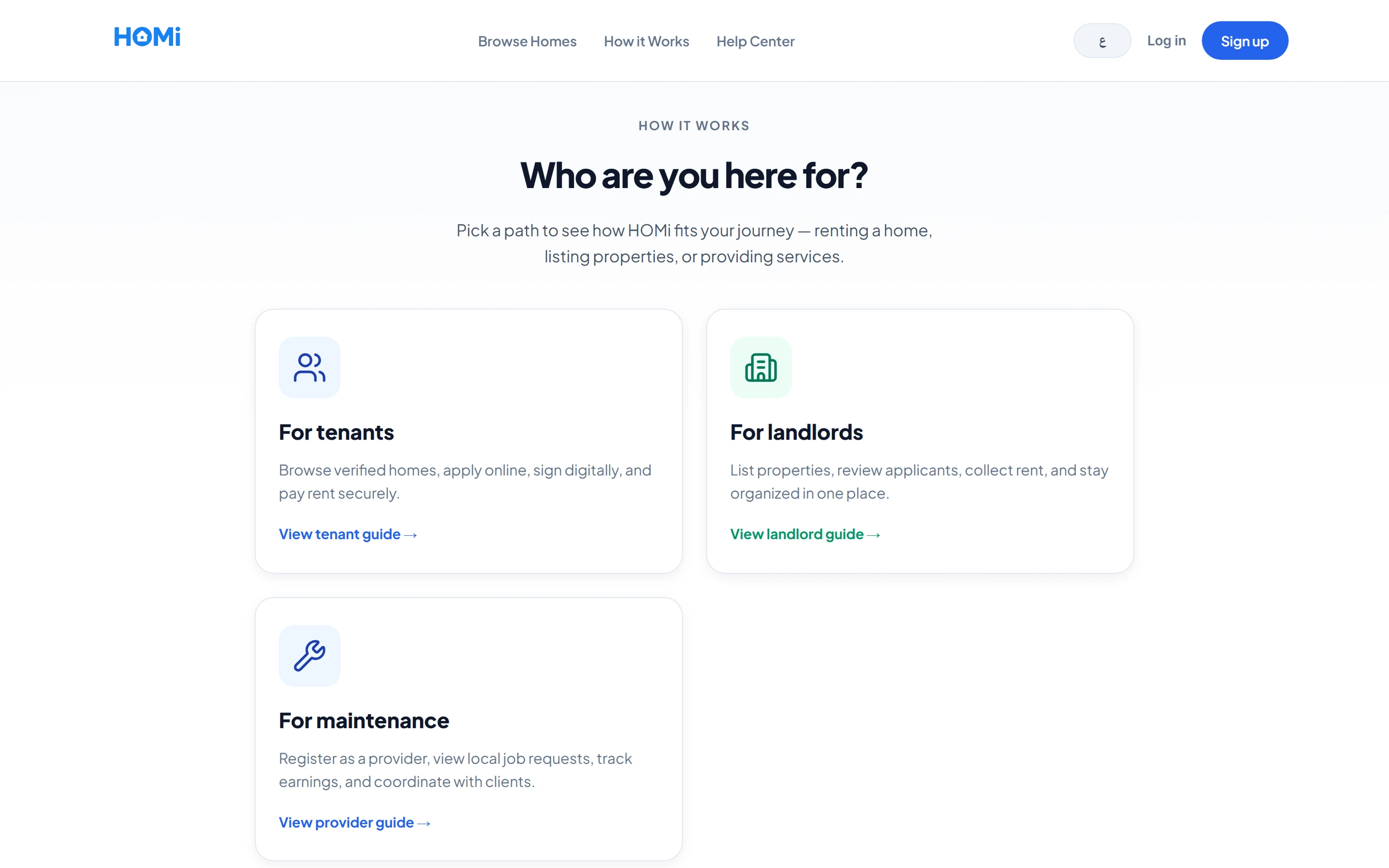 HOMi — Guided paths for tenants and landlords