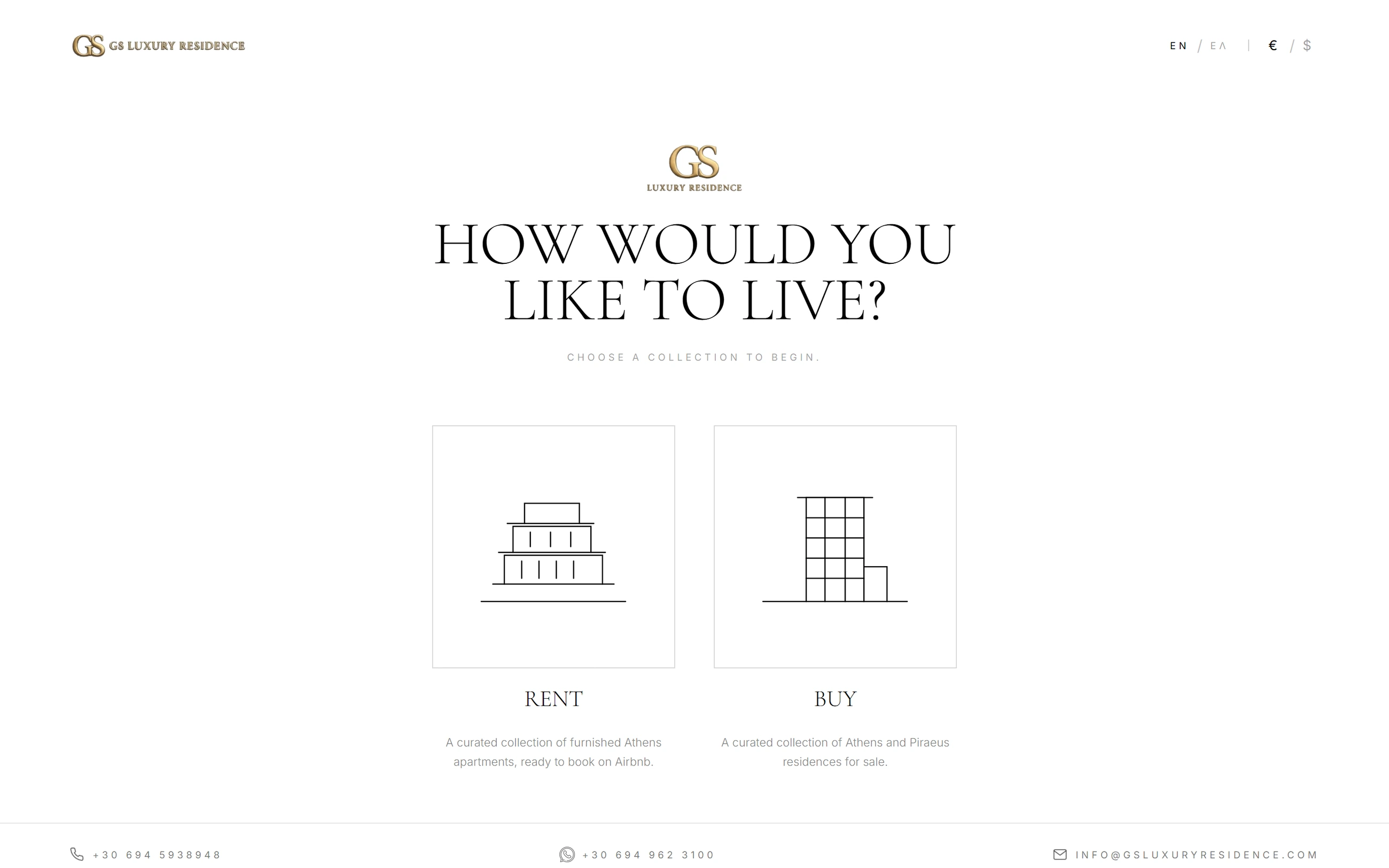 GS Luxury Residence — Choosing a collection — rent or buy